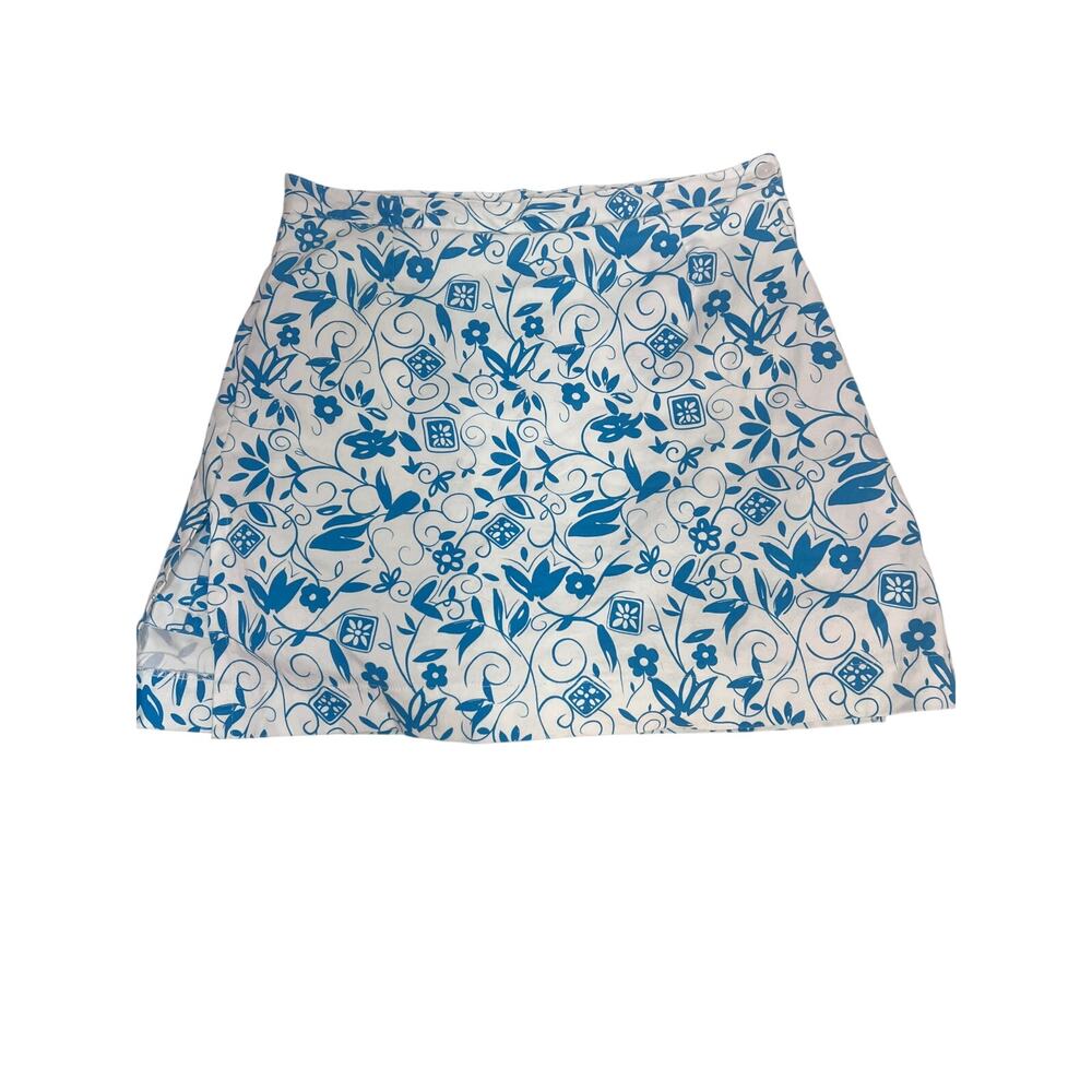 AW Golf by Alyson Whitmore Blue White Floral Golf Skort Skirt Size 12